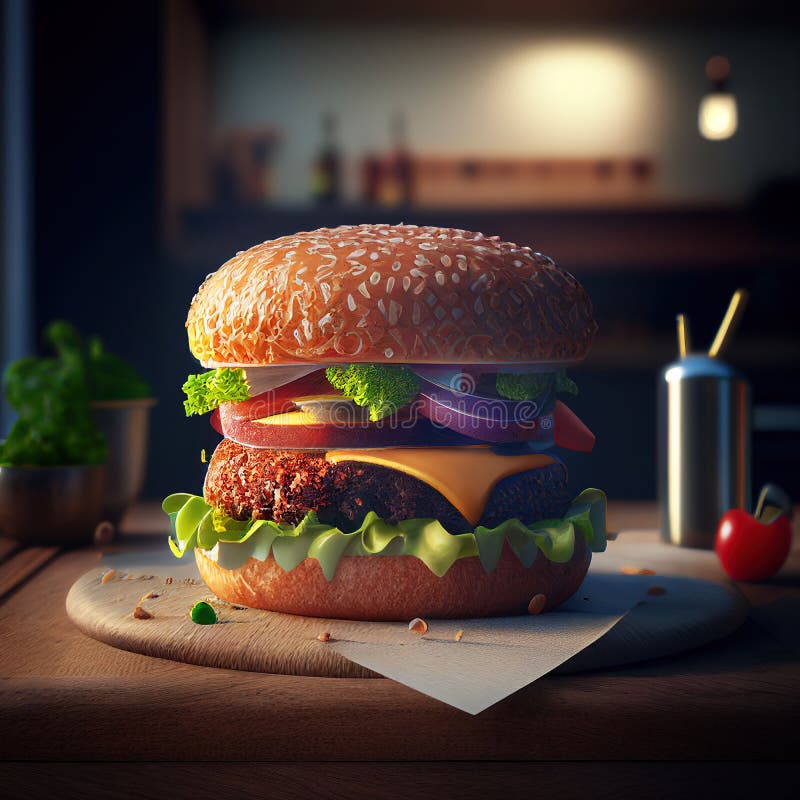 Cheeseburger ilustración ai generativa burger clásico americano libre illustration