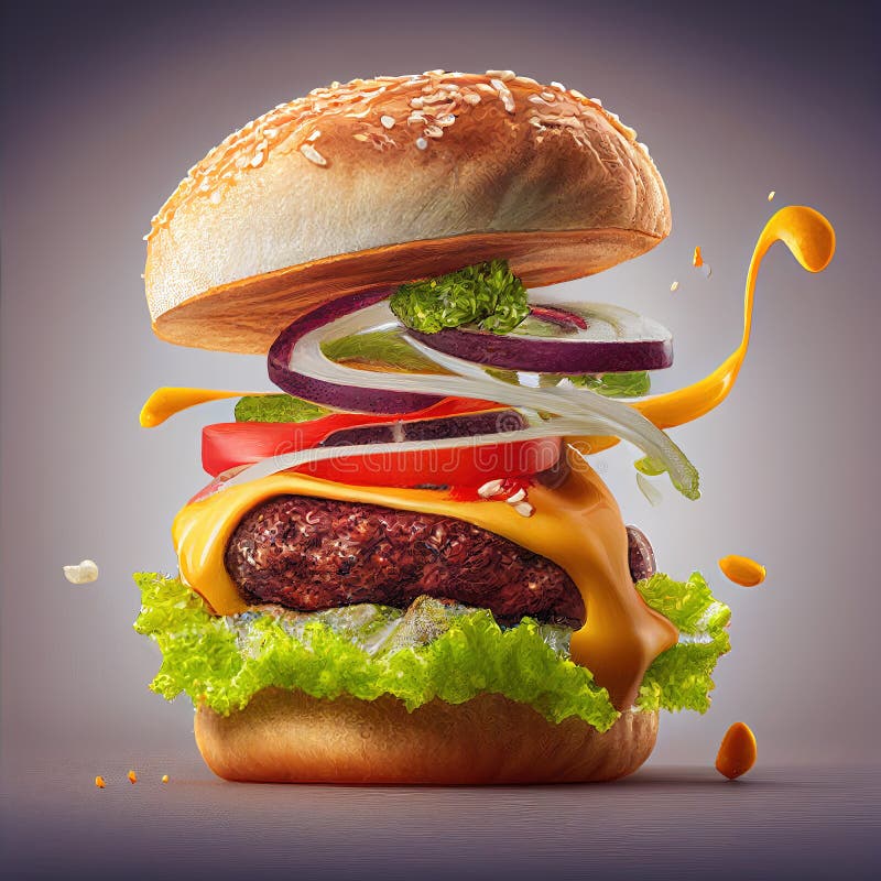 Cheeseburger ilustración ai generativa burger clásico americano stock de ilustración