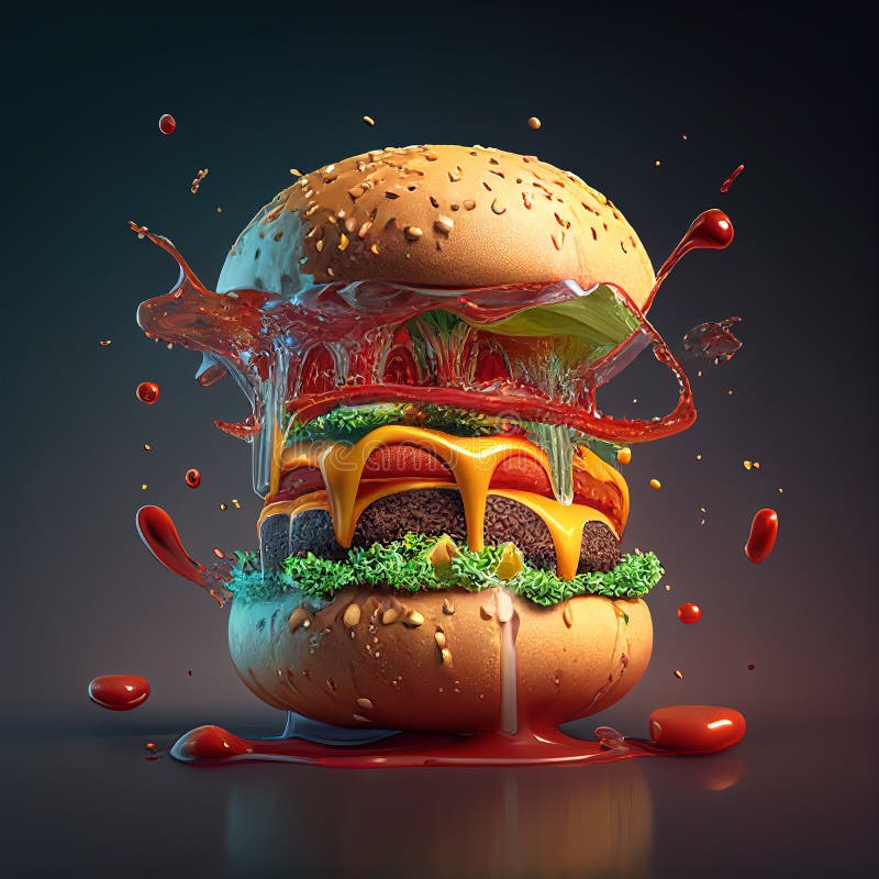 Cheeseburger ilustración ai generativa burger clásico americano stock de ilustración