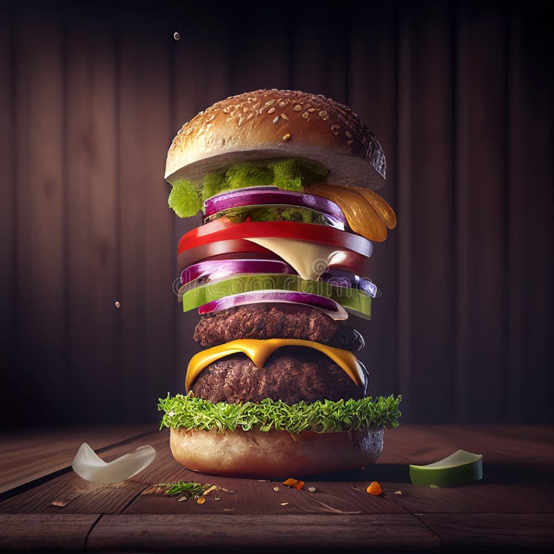 Cheeseburger ilustración ai generativa burger clásico americano ilustración del vector