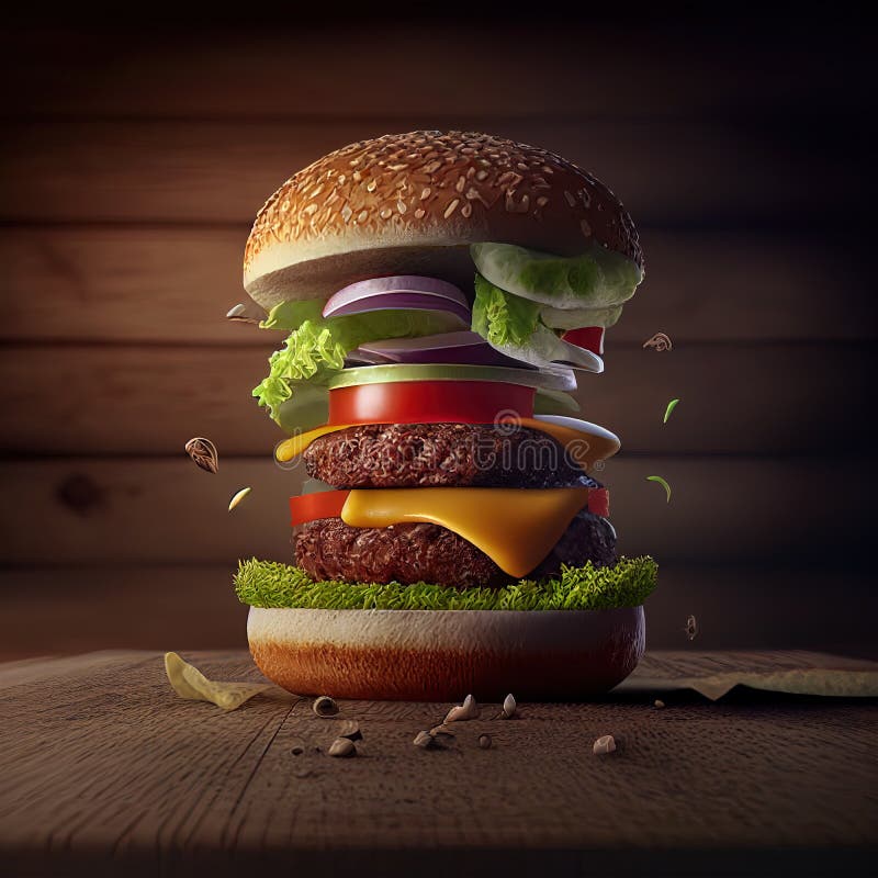 Cheeseburger ilustración ai generativa burger clásico americano stock de ilustración