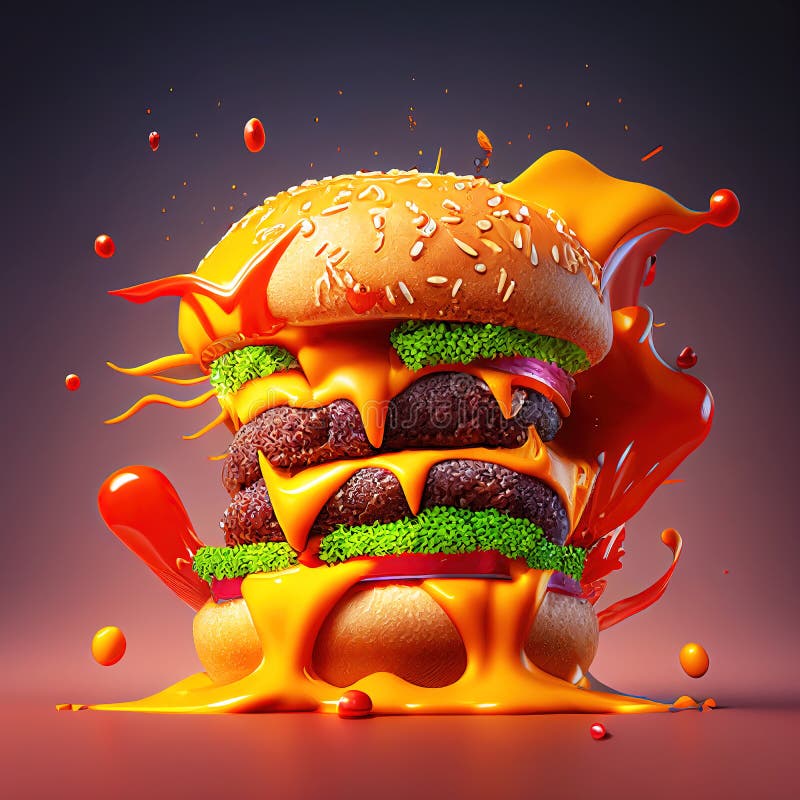 Cheeseburger ilustración ai generativa burger clásico americano stock de ilustración