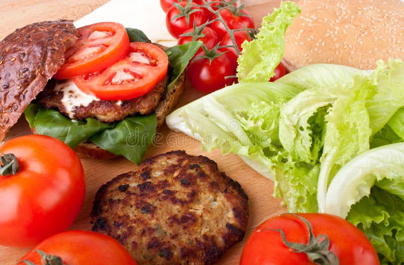 Cheeseburger, with Ingredients Stock Image Image of american, meal