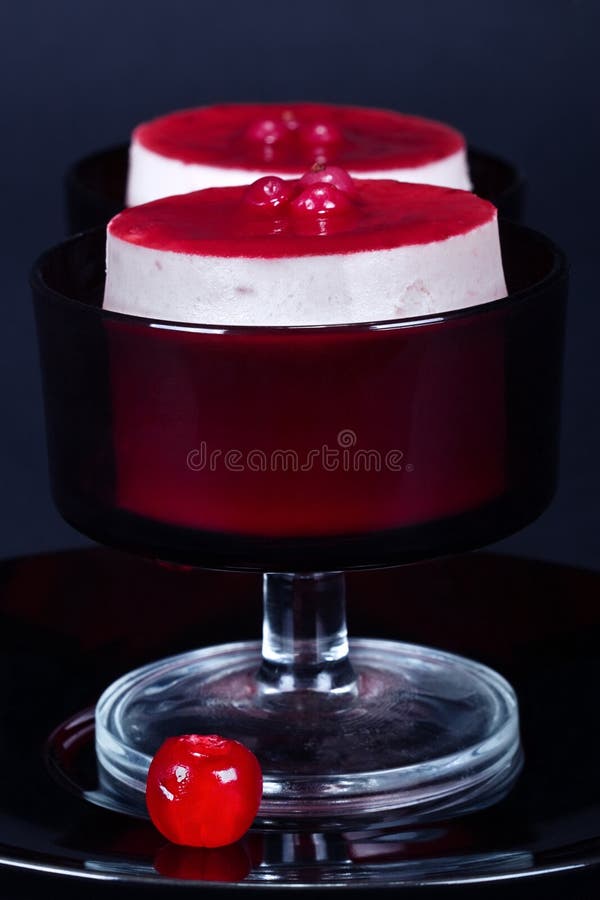 Luxury strawberry cheesecake with glassed cherries and scones on the side; food series; in IPTC status, instructions, you will find the recipe. Dessert portions stock images, royalty-free photos and pictures