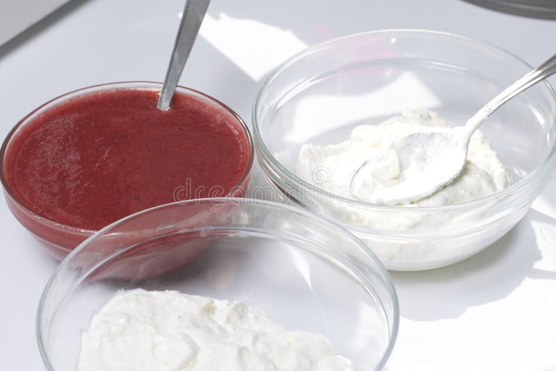 Cheesecake of Cottage Cheese and Strawberries. Cooking Process Stock