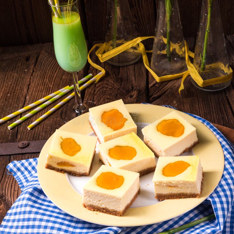 Cheesecake with peach stock photography Cheesecake with peach stock photography