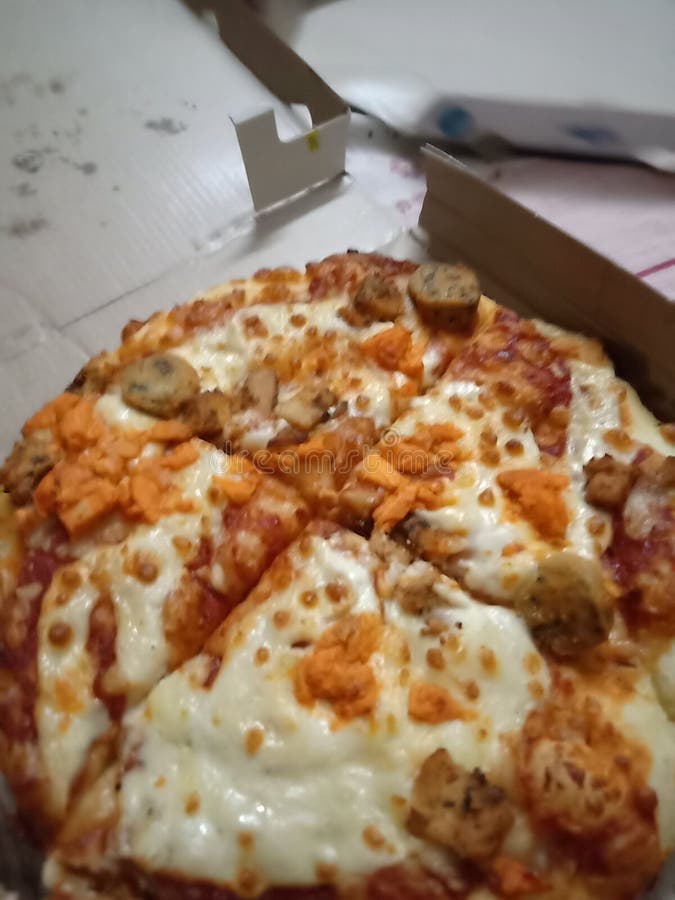 Cheesy nonveg pizza stock image. Image of pizza, meat 191411753