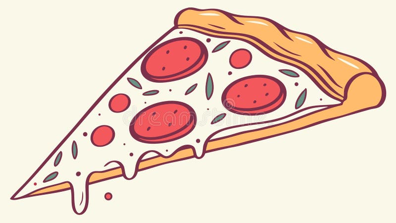 Cheesy Pepperoni Pizza Slice with Cheese Pull, vector design Generative AI royalty free illustration