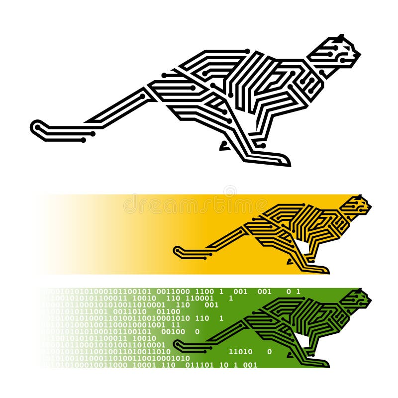 Vektorové ilustrácie spustenie digitálneho gepard.