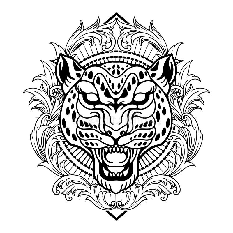 Cheetah Head Frame Silhouette Stock Illustration - Illustration of logo ...