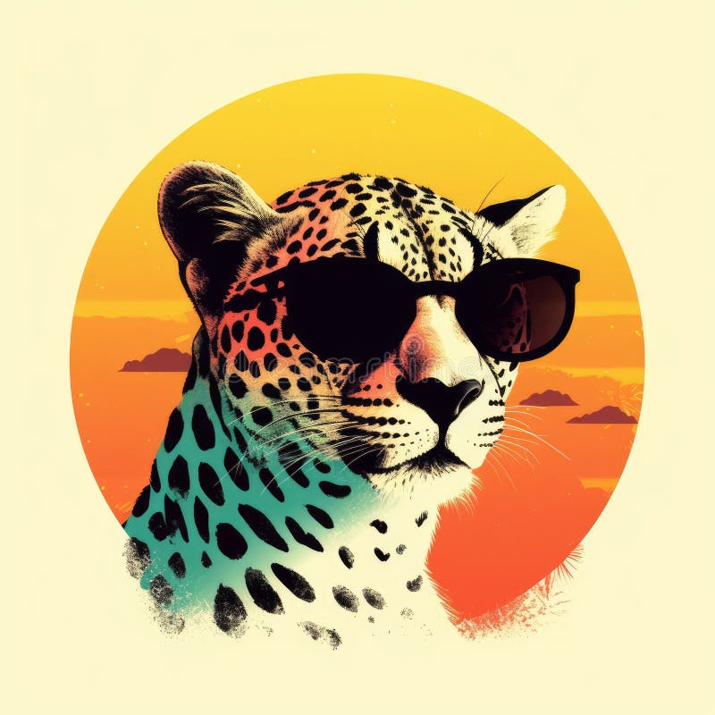 Cheetah in Sunglasses stock illustration. Illustration of hand - 275135283