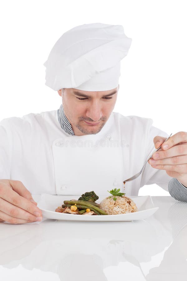 Chef Add Sauce To Prepared Food Stock Photos Free & RoyaltyFree