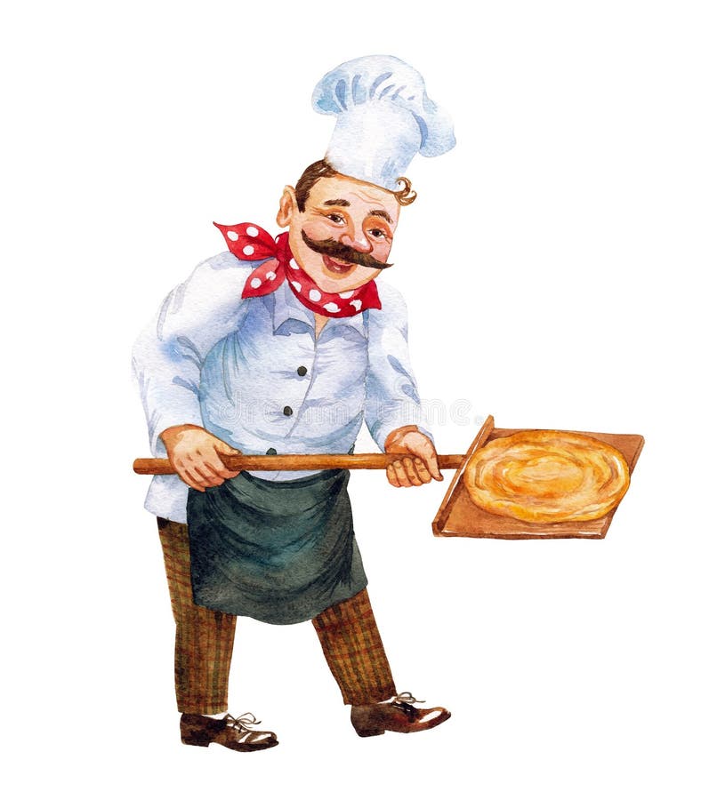 https://thumbs.dreamstime.com/b/chef-bakes-pizza-character-cooking-restaurant-watercolor-figure-white-background-chef-bakes-pizza-watercolor-208007706.jpg