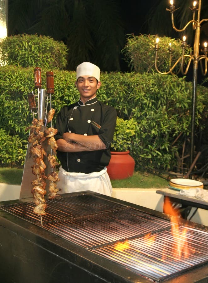 Chef at barbecue dinner