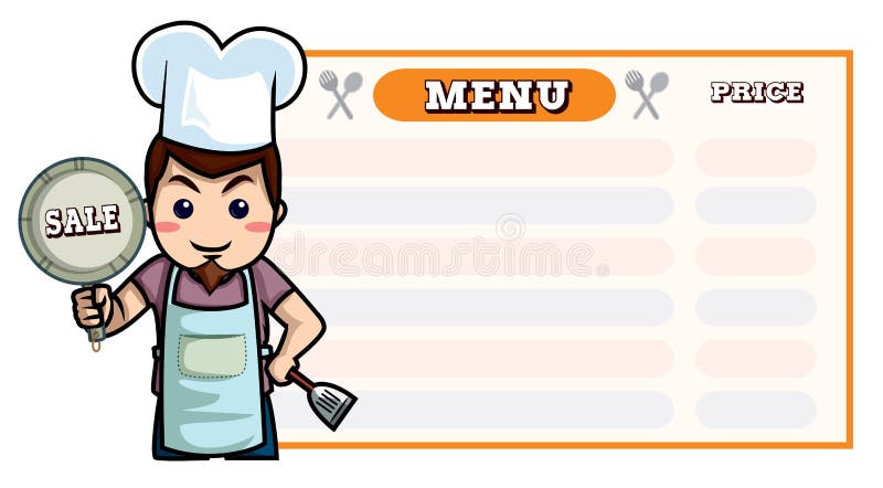 Chef Cartoon,menu Board Food List Stock Vector - Illustration of class,  chef: 66981118