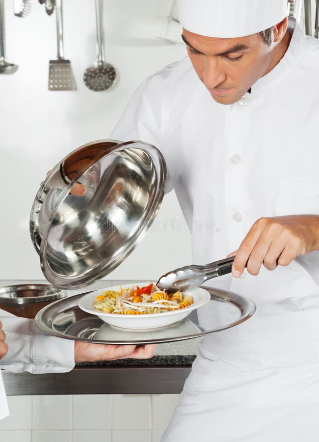 Chef Checking Pasta Dish with Tong Stock Image Image of preparing