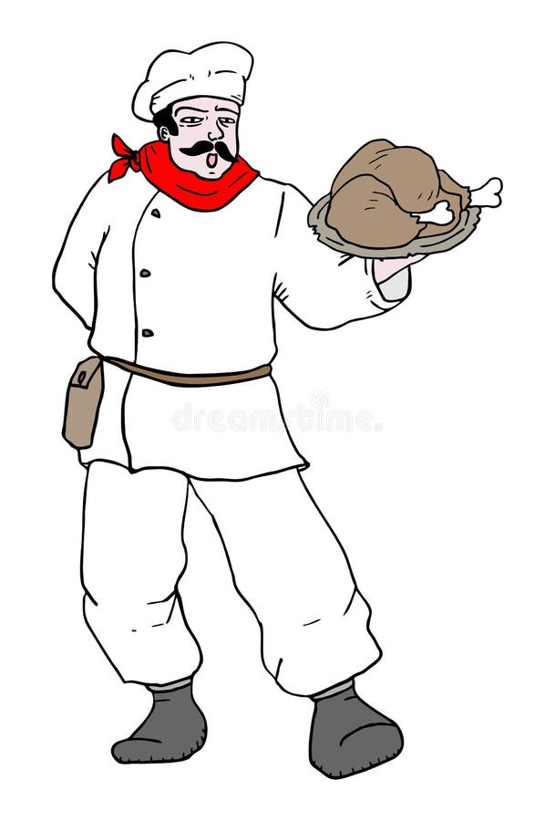 Chef with chicken food vector illustration
