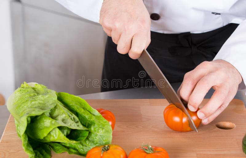 Chef chopping vegetables