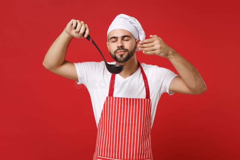 Download Chef Cook Baker Man In Striped Apron Toque Chefs Hat ...