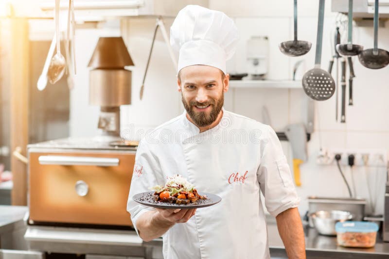 Chef cook at the kitchen stock image. Image of food, restaurant - 86222813