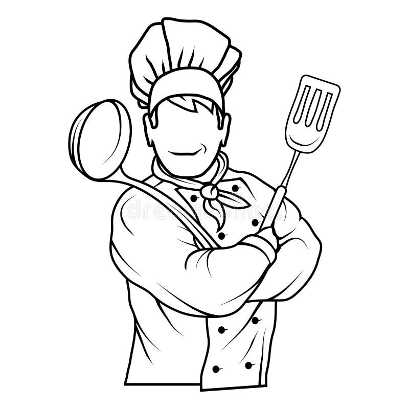 Chef Cook Standing in a Different Pose. Stock Vector - Illustration of ...