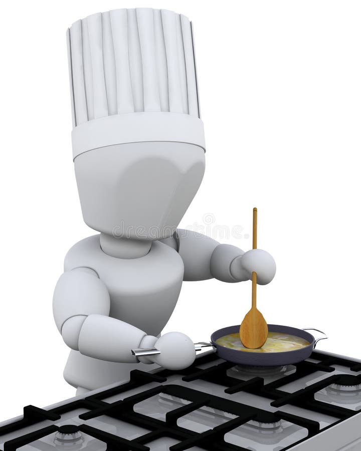 Chef cooking at burner vector illustration