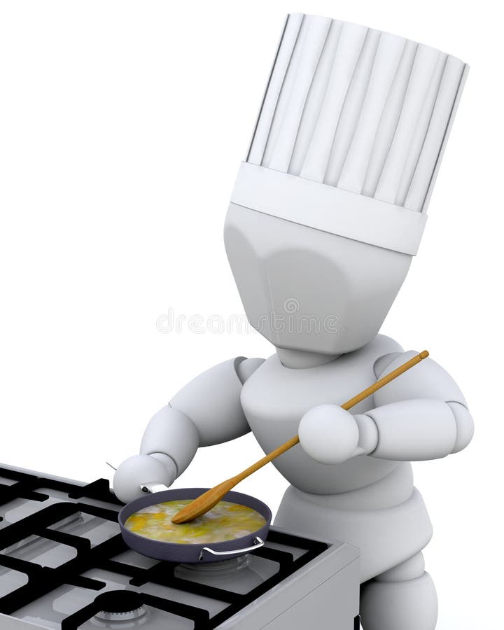 Chef cooking at burner royalty free illustration