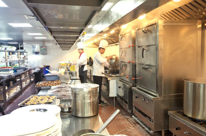 Commercial kitchen stock image. Image of hanging, frying 57562835