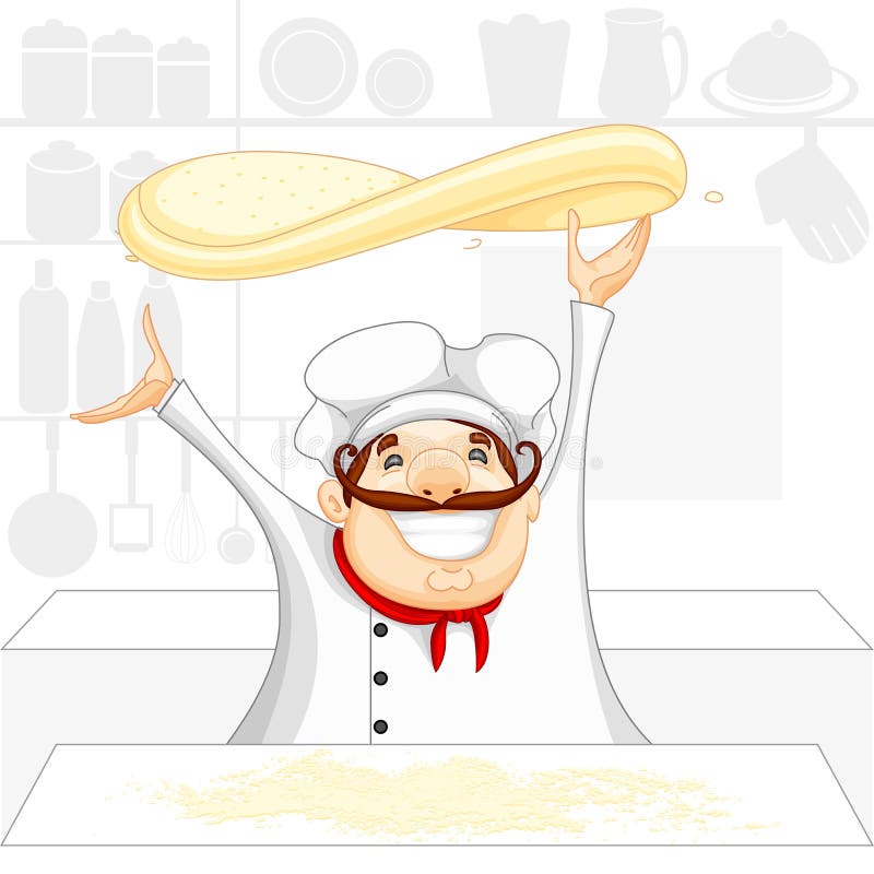 Chef cooking in Kitchen vector illustration