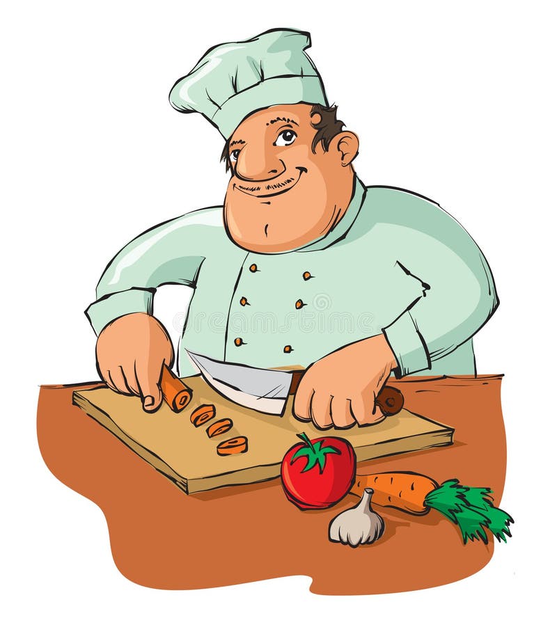Chef cutting vegetables stock vector. Illustration of cutting 56694108