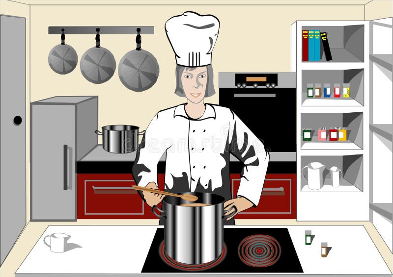 Chef dans la cuisine illustration de vecteur Chef dans la cuisine illustration de vecteur