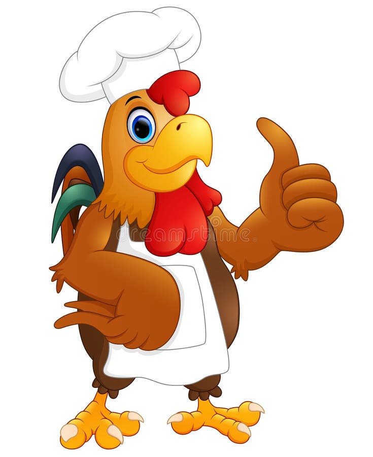 Chef de poulet de bande dessinée renonçant aux pouces illustration libre de droits Chef de poulet de bande dessinée renonçant aux pouces illustration libre de droits