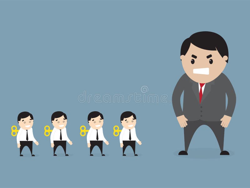 Vector illustration of angry boss loking at employees . Flat design. Vector illustration of angry boss loking at employees . Flat design