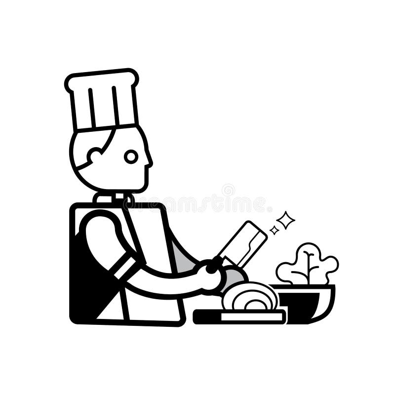 Chef, der Gemüseillustration hackt vektor abbildung Chef, der Gemüseillustration hackt vektor abbildung