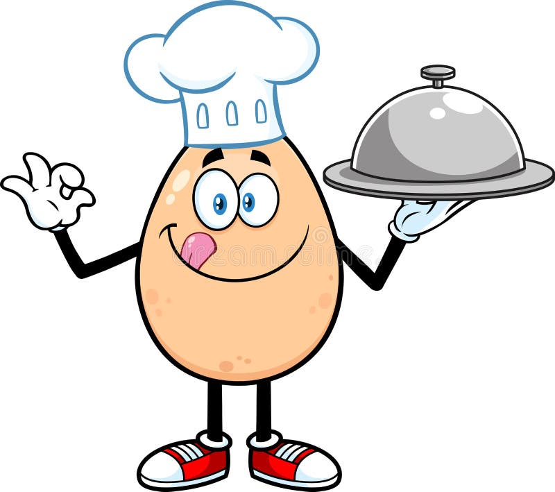 Chef Egg Cartoon Character Character Gesturing Ok and Holding a Silver  Platter Stock Vector - Illustration of drawn, cloche: 215652870