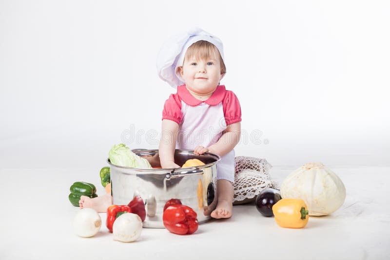 Chef girl preparing healthy food