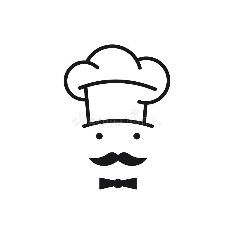 Chef Hat with Mustache Food Restaurant Vector Logo Design Stock