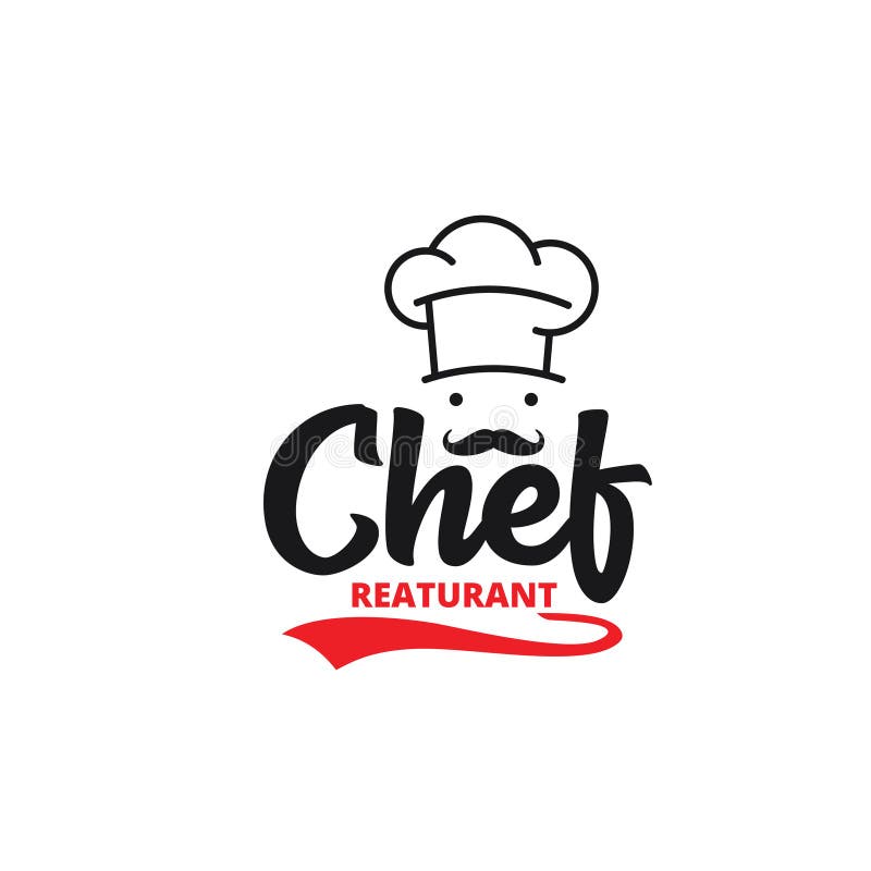 Chef Hat with Mustache and Bow Tie Food Restaurant Vector Logo Design