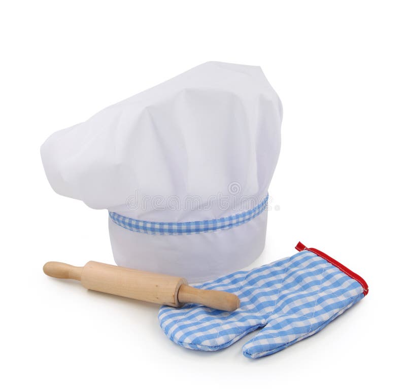 Chef hat,rolling pin and glove royalty free stock photography