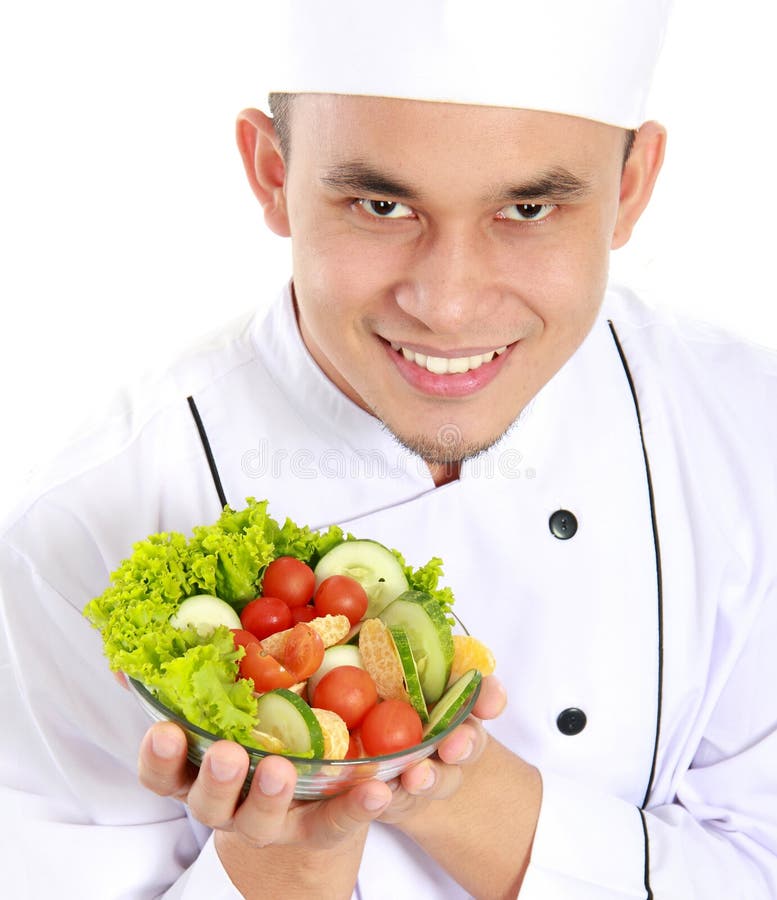 Chef with healthy food stock image. Image of chef, happy 30014205