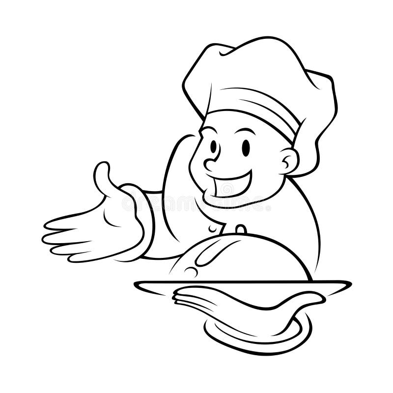 Chef Holding Food Tray stock vector. Illustration of cook - 40308667