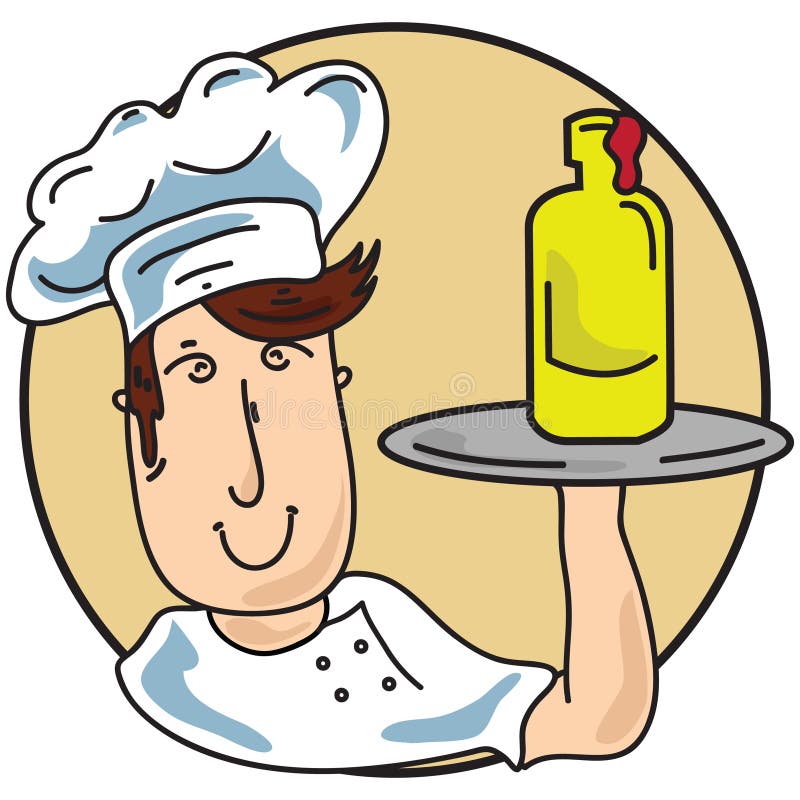 Chef Holding Sauce Bottle. Vector Illustration Decorative Design Stock Vector Illustration of
