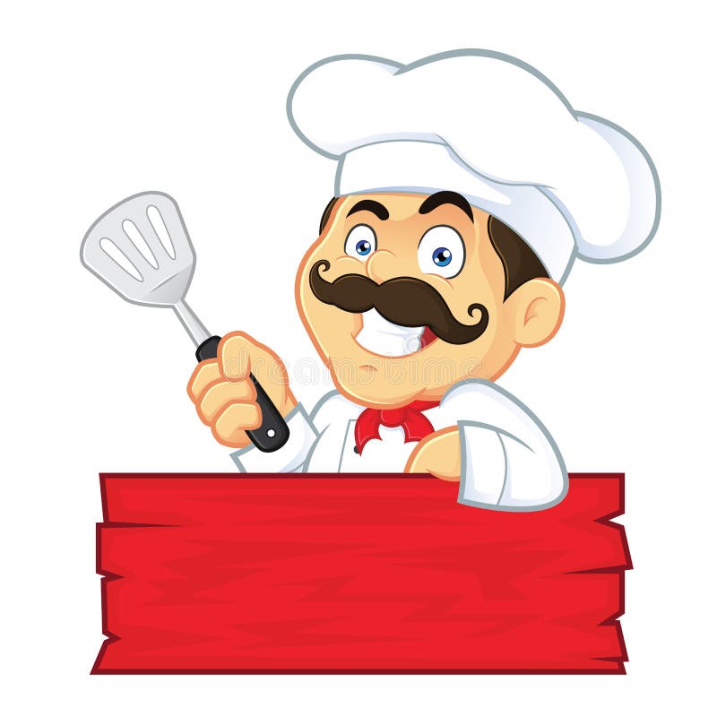Chef Holding Spatula stock abbildung Chef Holding Spatula stock abbildung