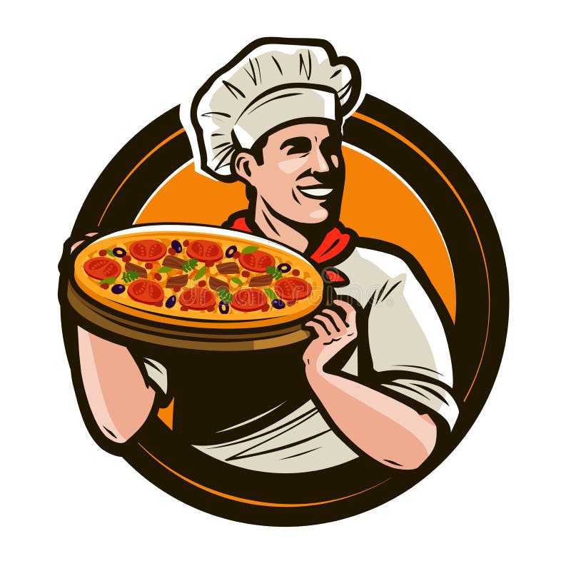 Pizzeria Logo. Italian Pizza Ingredients Restaurant Cook Trattoria