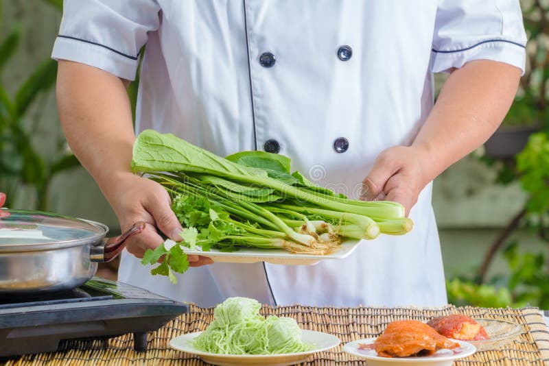 Chef holding vegetable stock image. Image of green, ingredient - 51998313