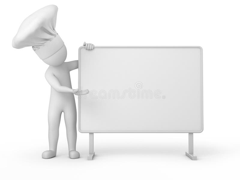 Chef, humain 3d et panneau d'affichage illustration libre de droits Chef, humain 3d et panneau d'affichage illustration libre de droits