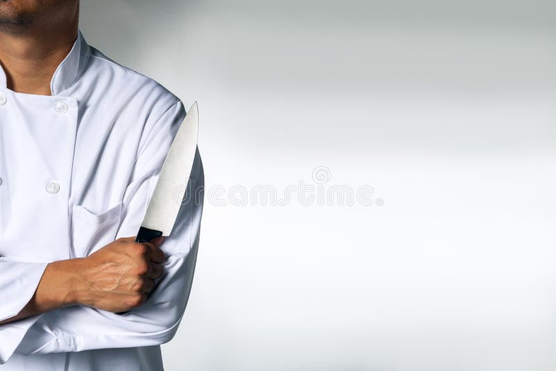 Chef with a knive background with space for text