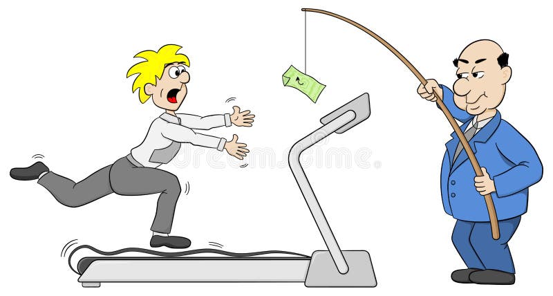 Vector illustration of a boss who lures an employee with money. Vector illustration of a boss who lures an employee with money