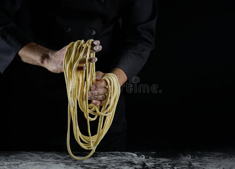 Chef Makes Noodles by Hand. Hand Pulled Noodles