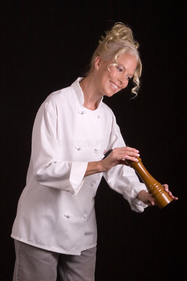 Chef mit Pfeffer-Tausendstel stockbilder Chef mit Pfeffer-Tausendstel stockbilder